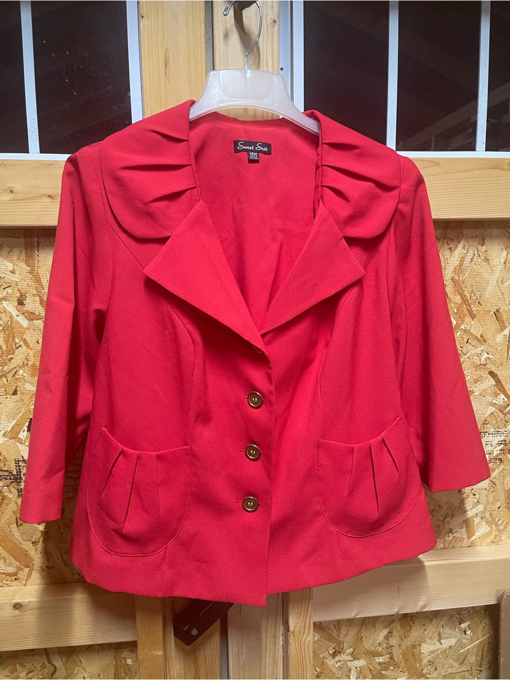 New no tag Sweet Suit Women's Red Blazer size 14W,